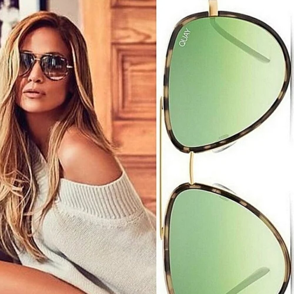 New Quay x JLo Limited Edition All In Mini Frame Green Fade Lens Mini Aviators